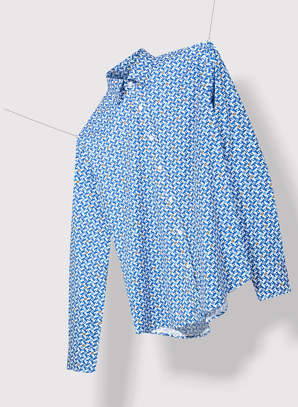 Koszula męska w biało-niebieski mikrowzór - Pako Lorente