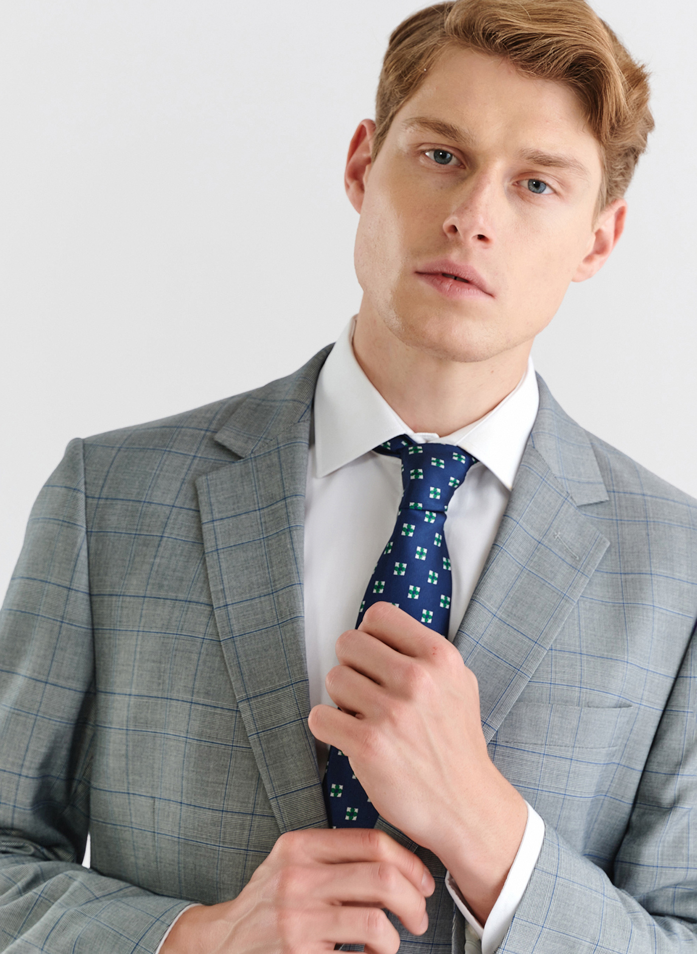 Szara marynarka garniturowa w niebieską kratę - Pako Lorente