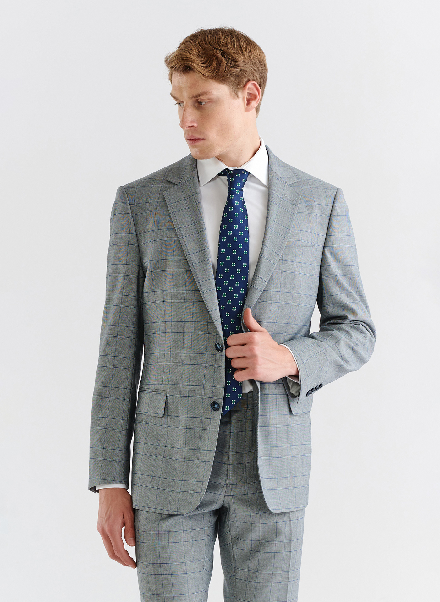 Szara marynarka garniturowa w niebieską kratę - Pako Lorente