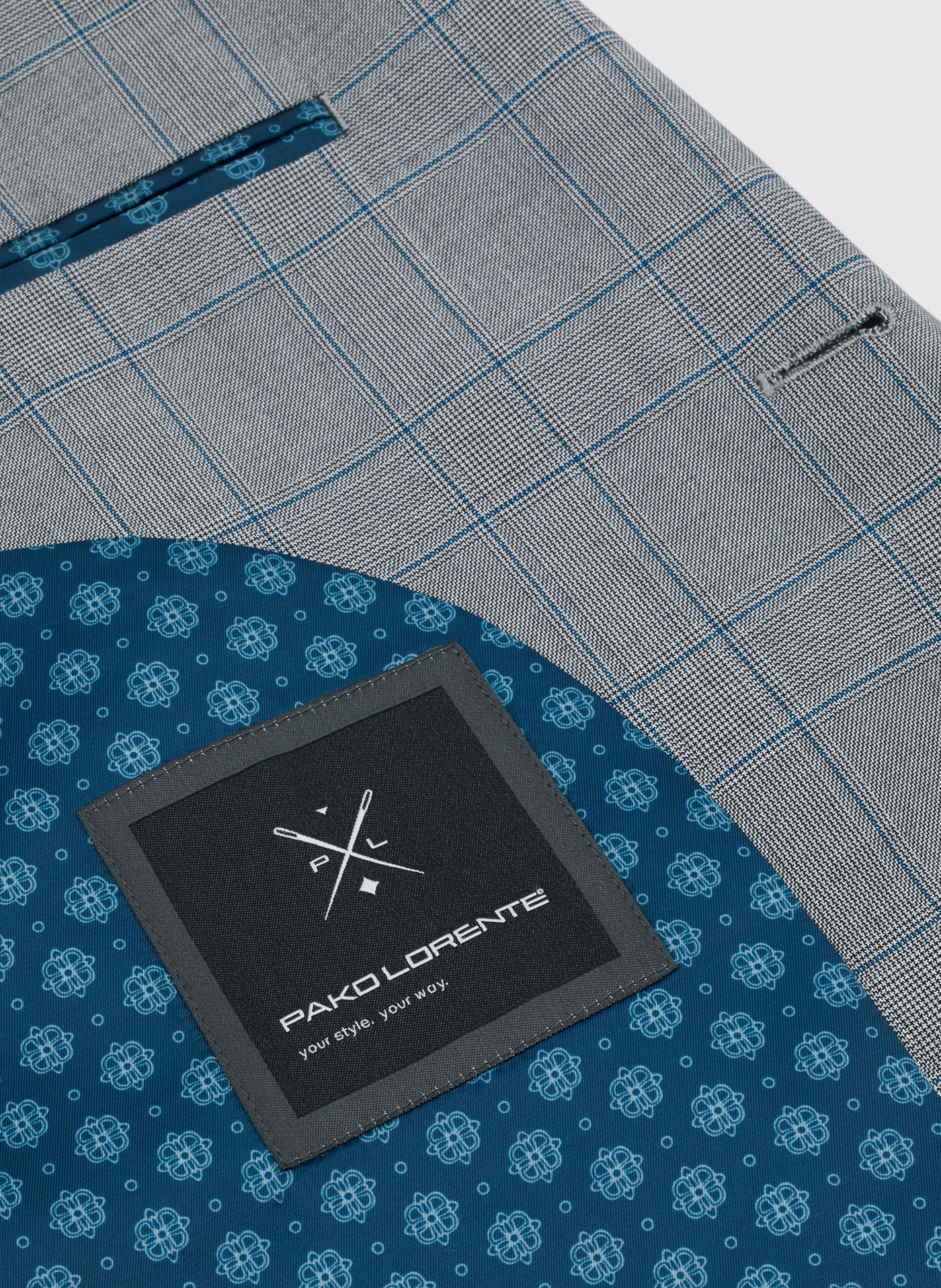 Szara marynarka garniturowa w niebieską kratę - Pako Lorente