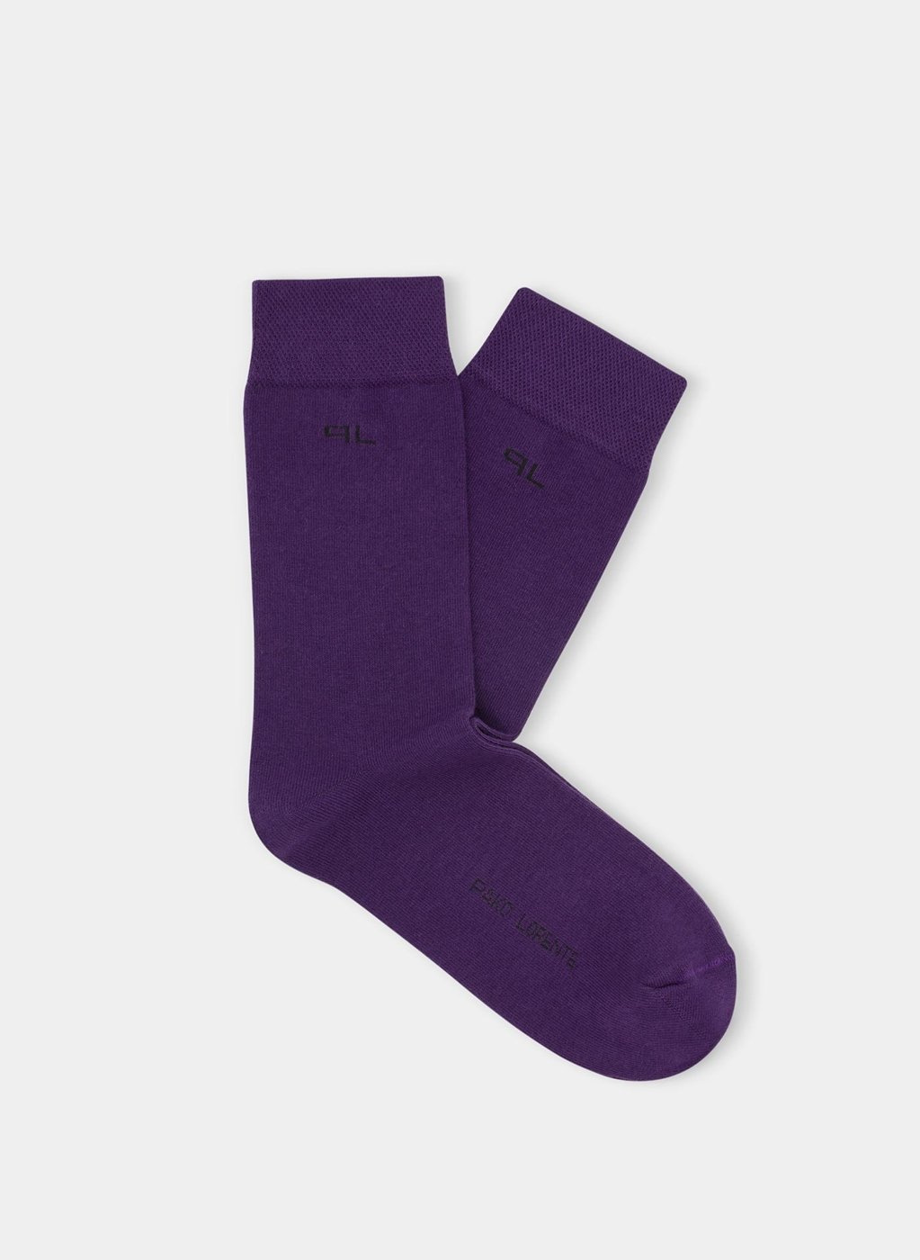 Gładkie fioletowe skarpetki męskie z subtelnym logo P000B-SX-060-F - Pako Lorente