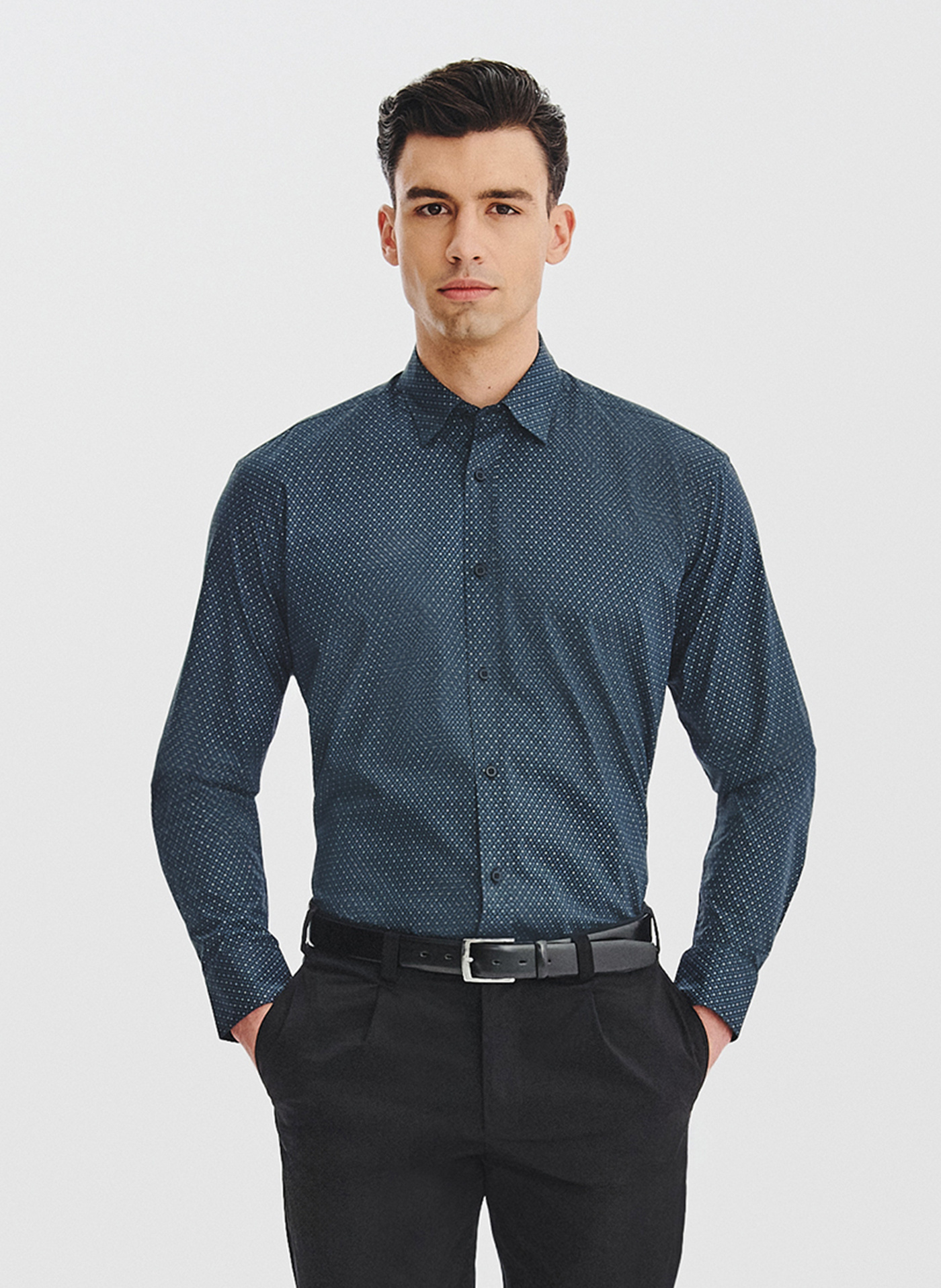 PAKO LORENTE - Czarna koszula męska wzór geometryczny - Pako Lorente