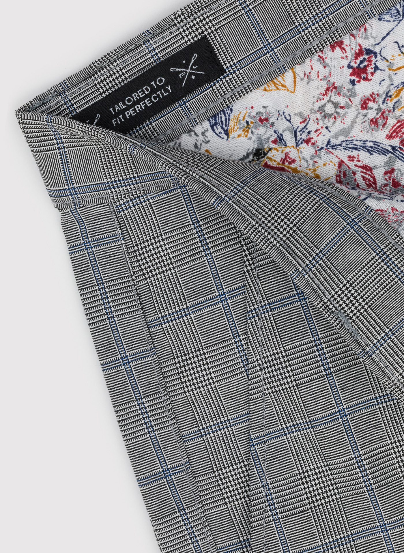 Szare męskie spodnie chino w kratę P23SF-WX-009-S-S - Pako Lorente - Pako Lorente