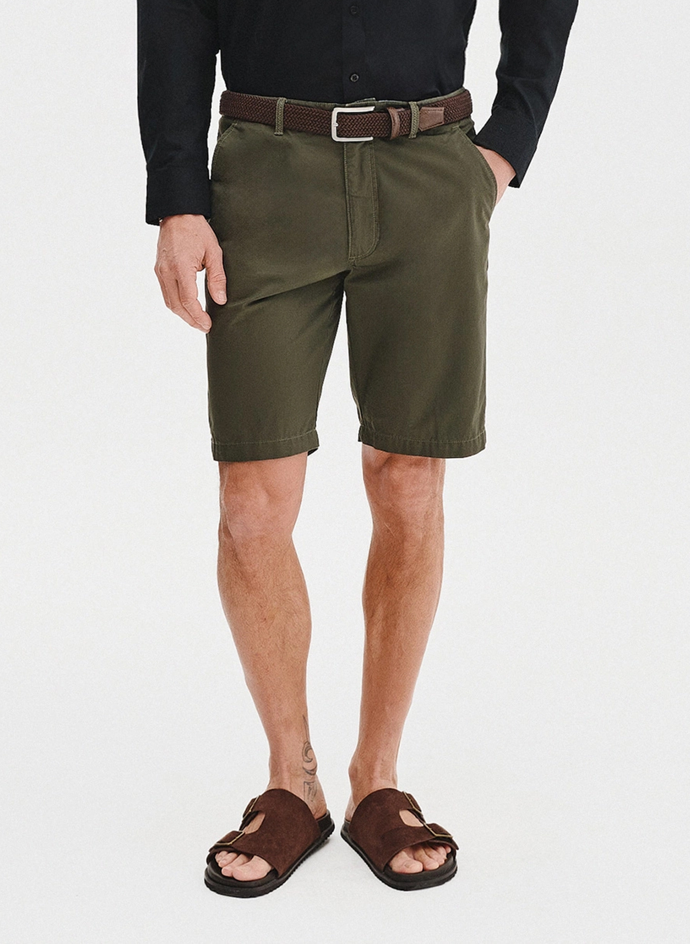 PAKO LORENTE - Bawełniane zielone szorty męskie - Pako Lorente