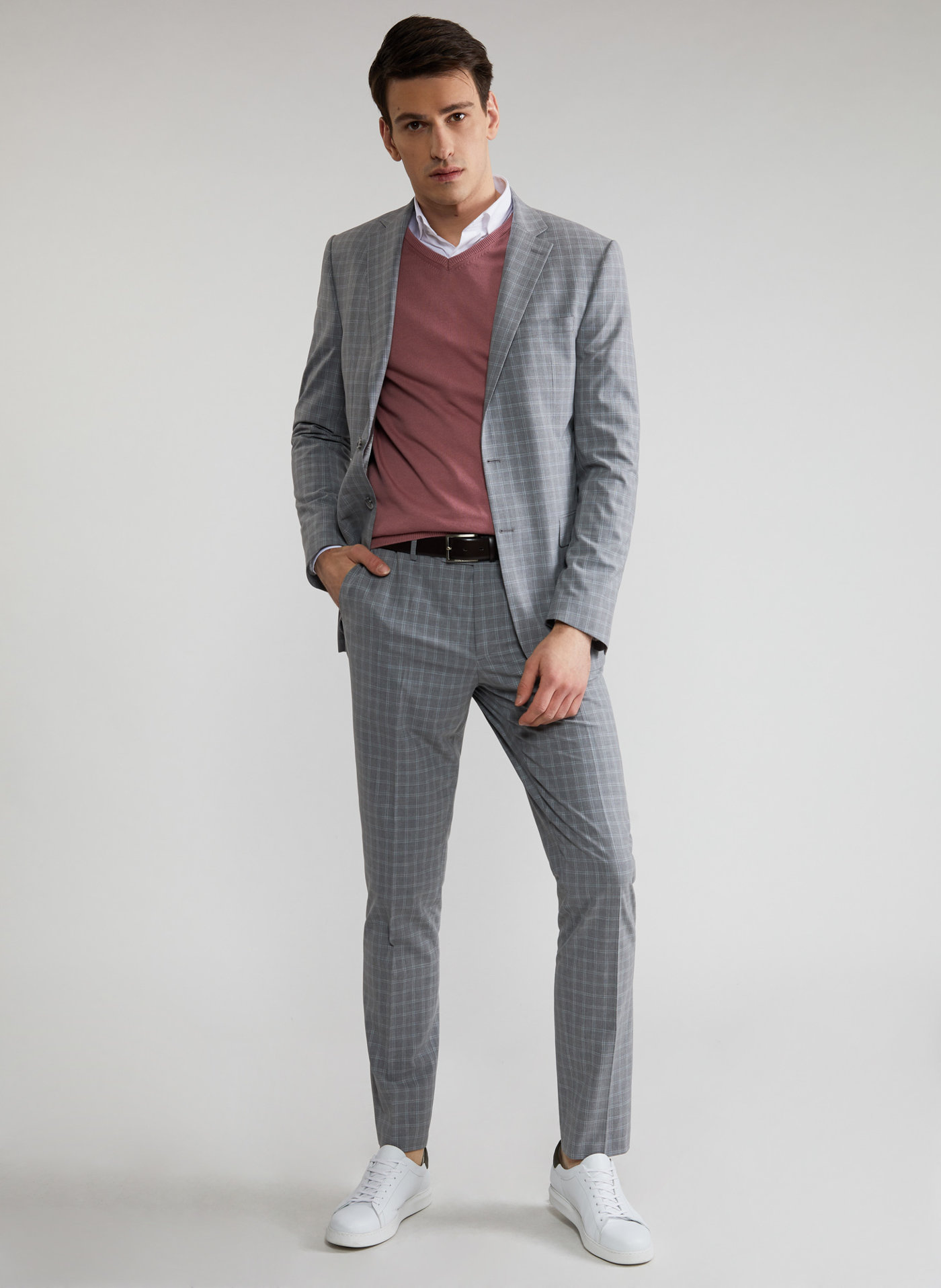 Szara marynarka garniturowa P22SF-3G-008-S-S - Pako Lorente