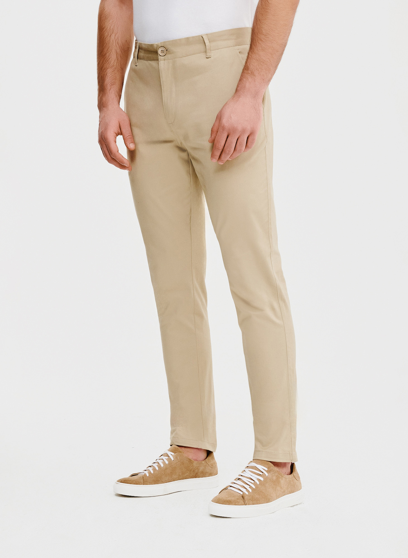 Beżowe gładkie spodnie męskie - Pako Lorente