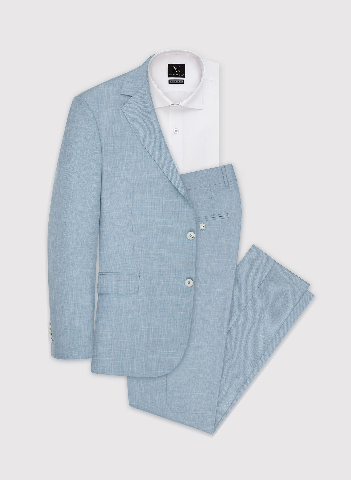 Błękitne spodnie garniturowe o widocznej strukturze - Pako Lorente