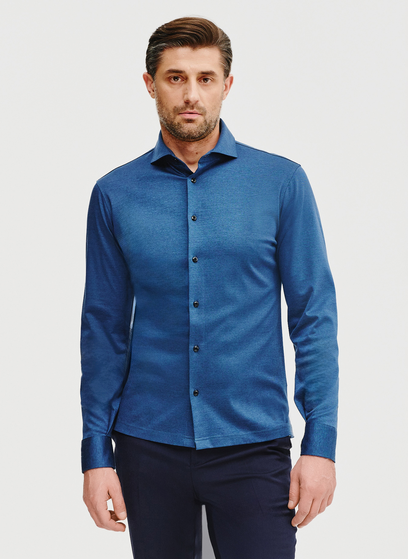 Bawełniana koszula męska w kolorze granatowym - Pako Lorente