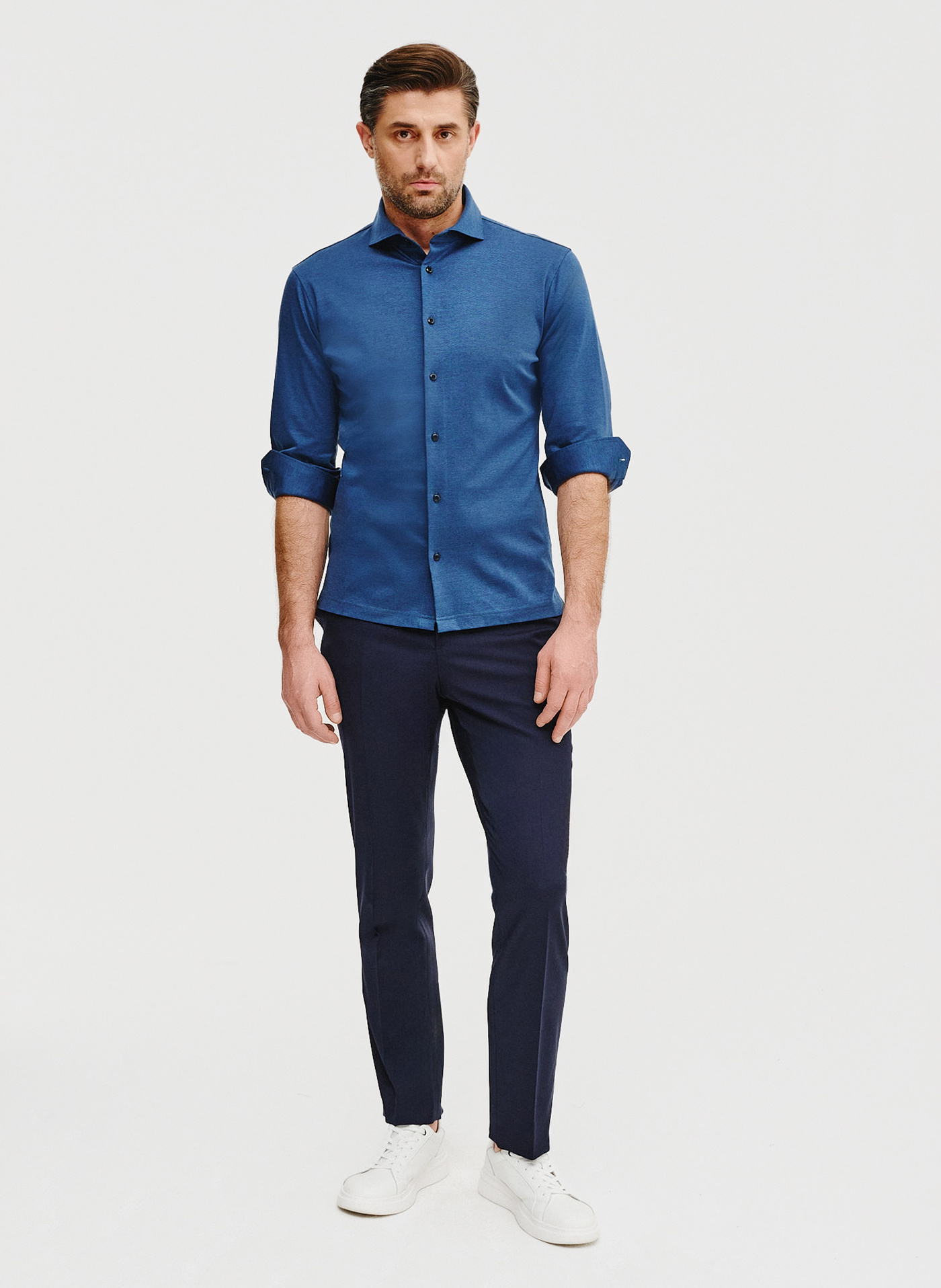 Bawełniana koszula męska w kolorze granatowym - Pako Lorente