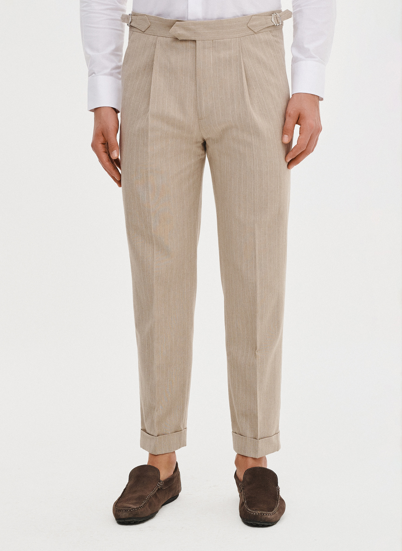 PAKO LORENTE - Spodnie męskie w prążek z lnem - Pako Lorente