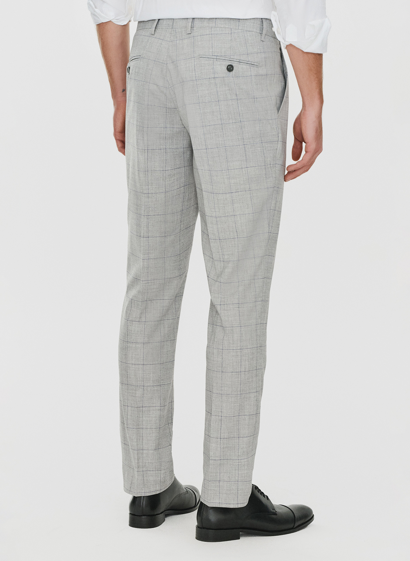 Szare garniturowe spodnie męskie w kratę - Pako Lorente