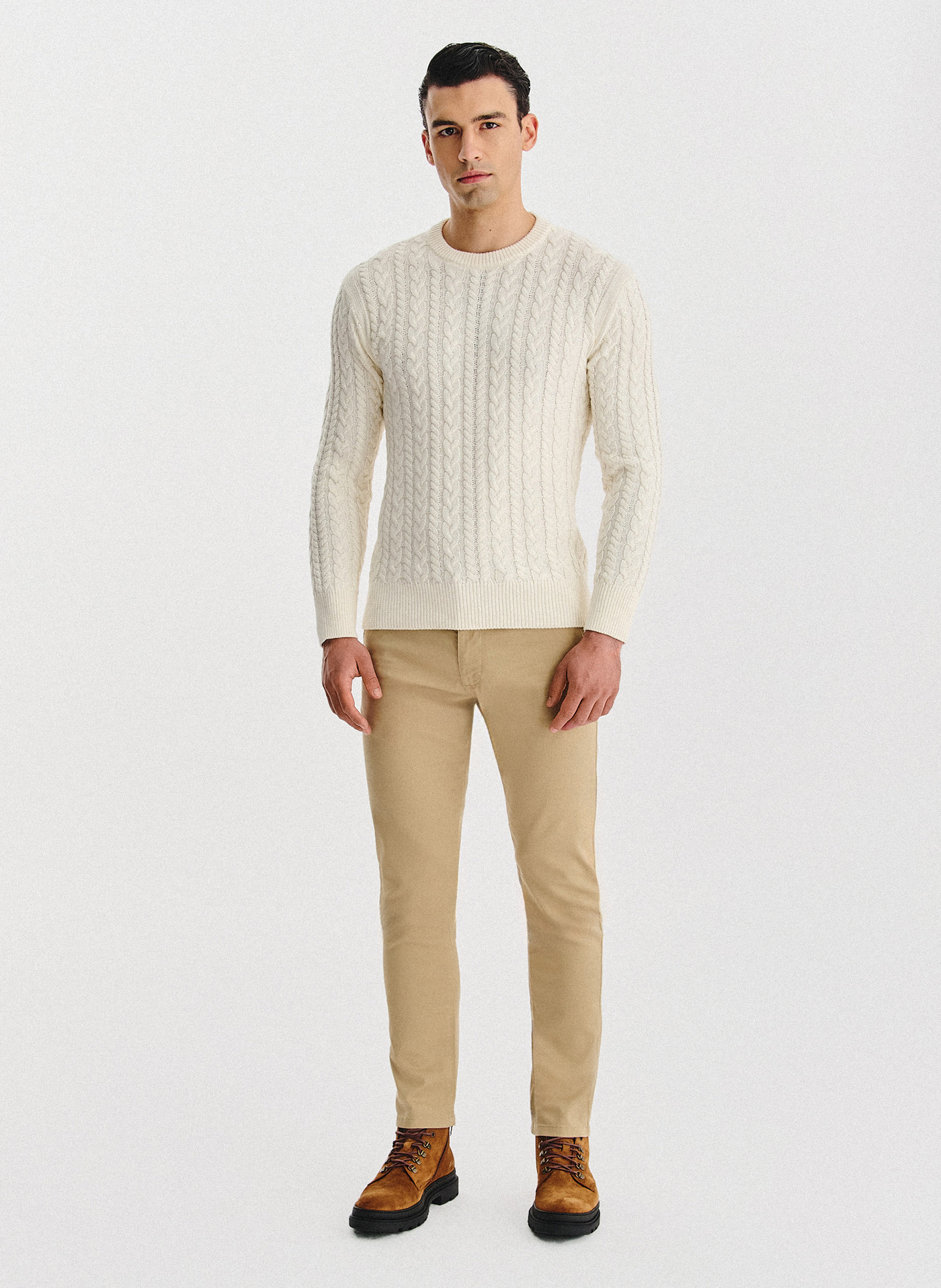 PAKO LORENTE - Beżowy sweter męski z kaszmirem - Pako Lorente