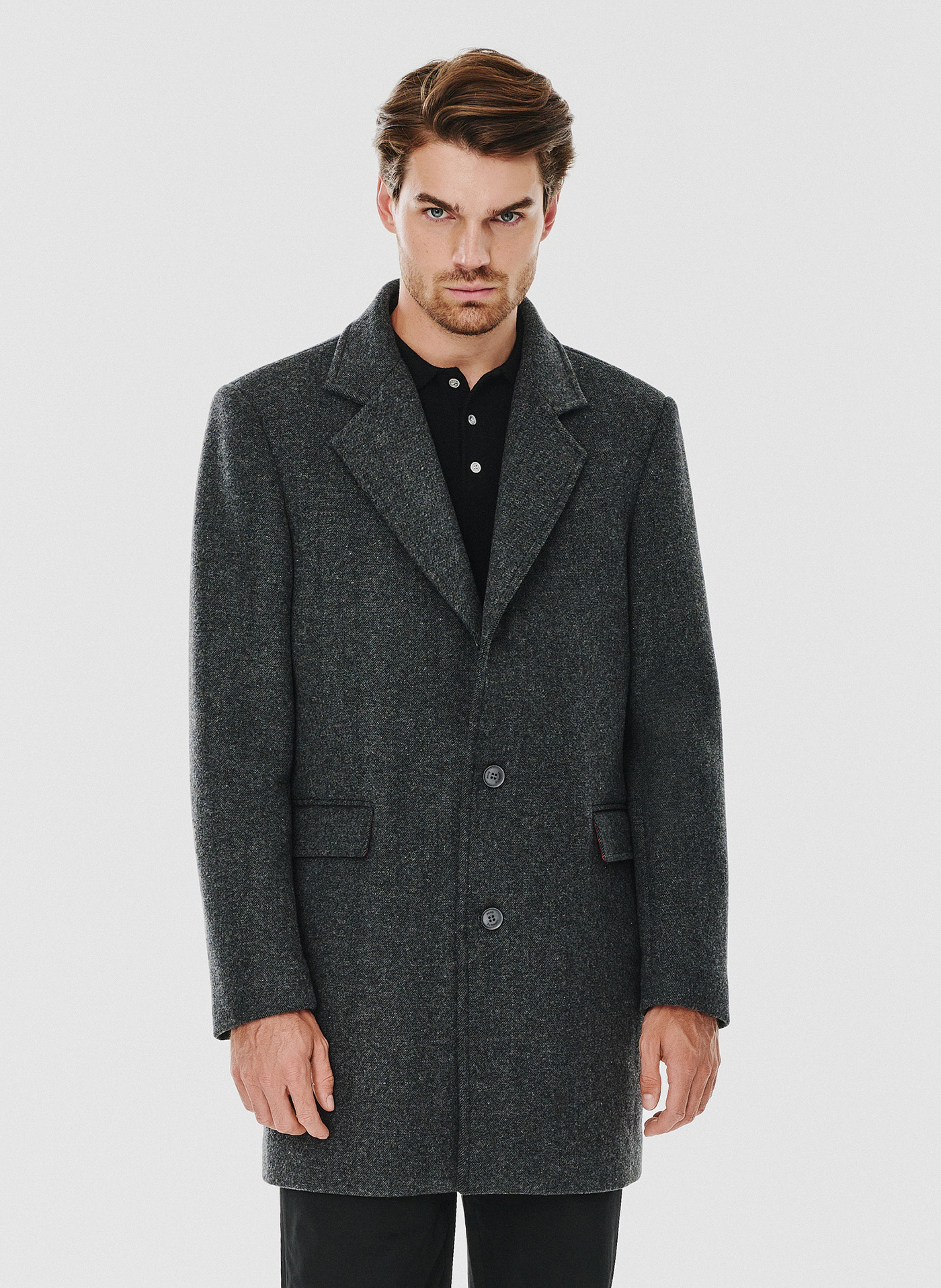Męski płaszcz z wełną w szarym kolorze - Pako Lorente