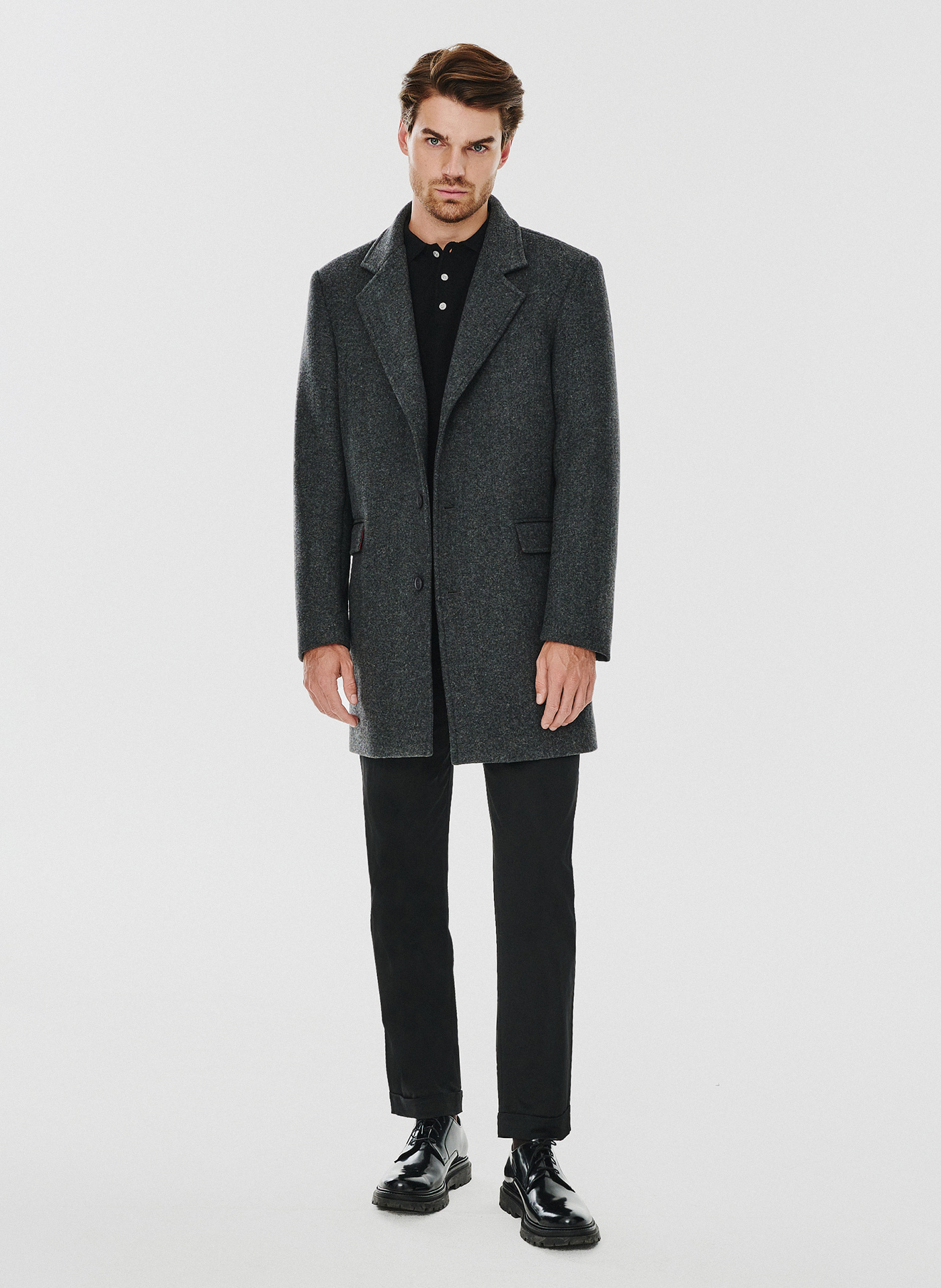 Męski płaszcz z wełną w szarym kolorze - Pako Lorente