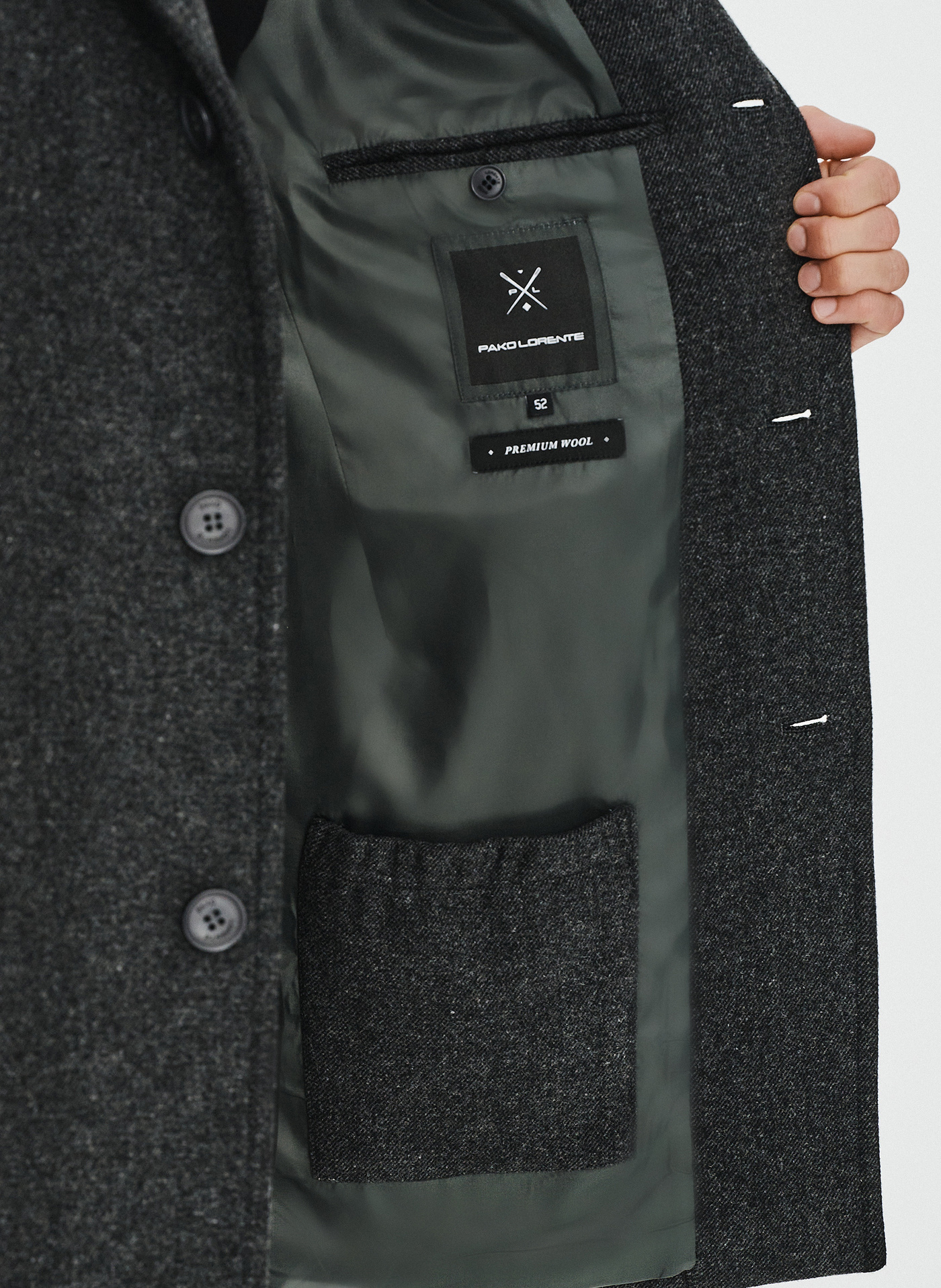 Męski płaszcz z wełną w szarym kolorze - Pako Lorente
