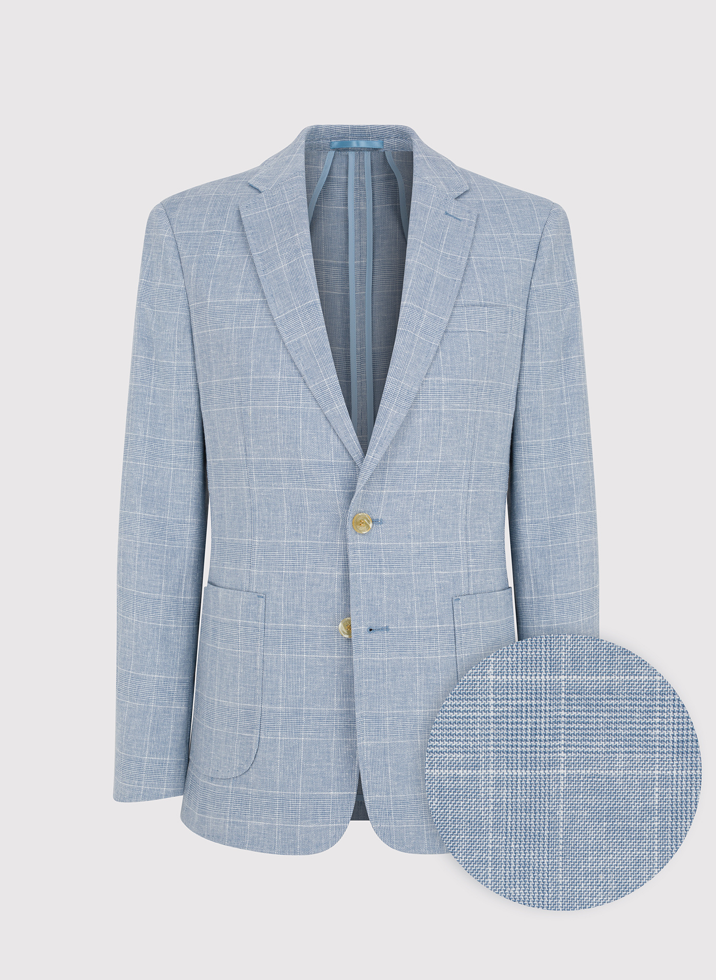 Niebieska marynarka z lnu w kratkę - Pako Lorente