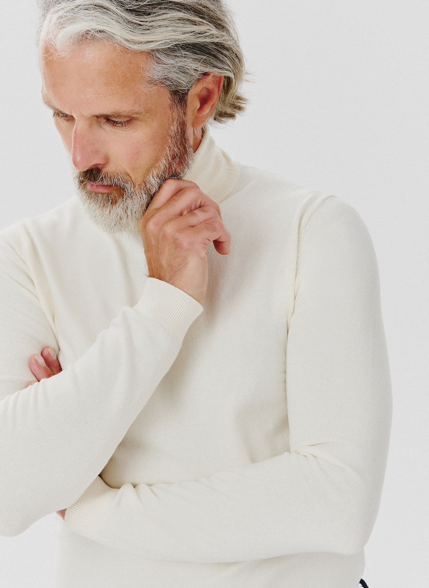 Biały gładki golf męski - Pako Lorente