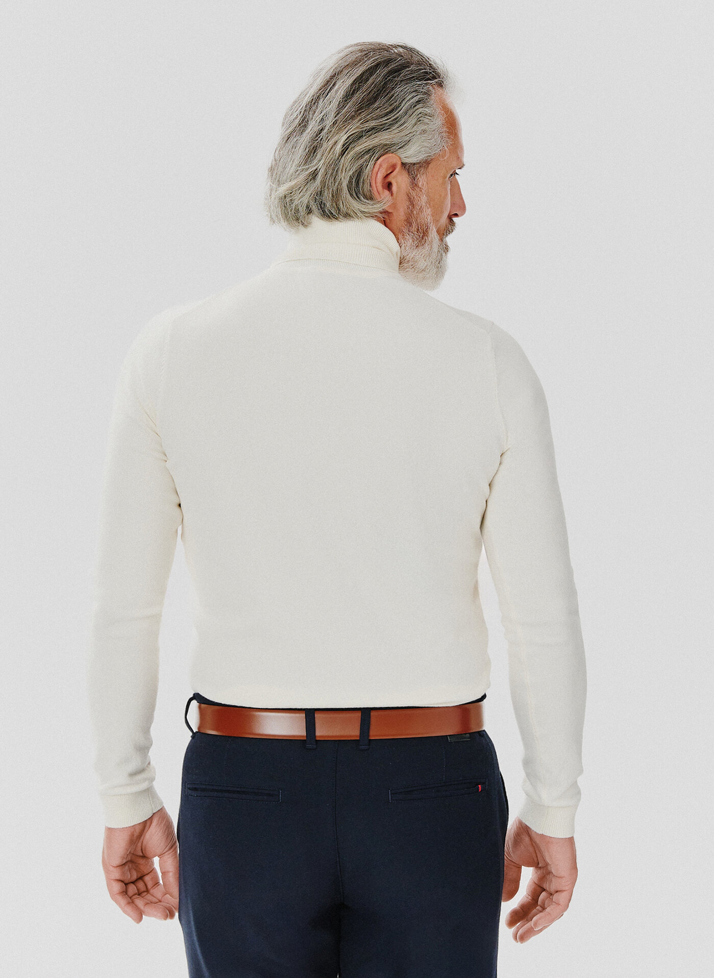 Biały gładki golf męski - Pako Lorente