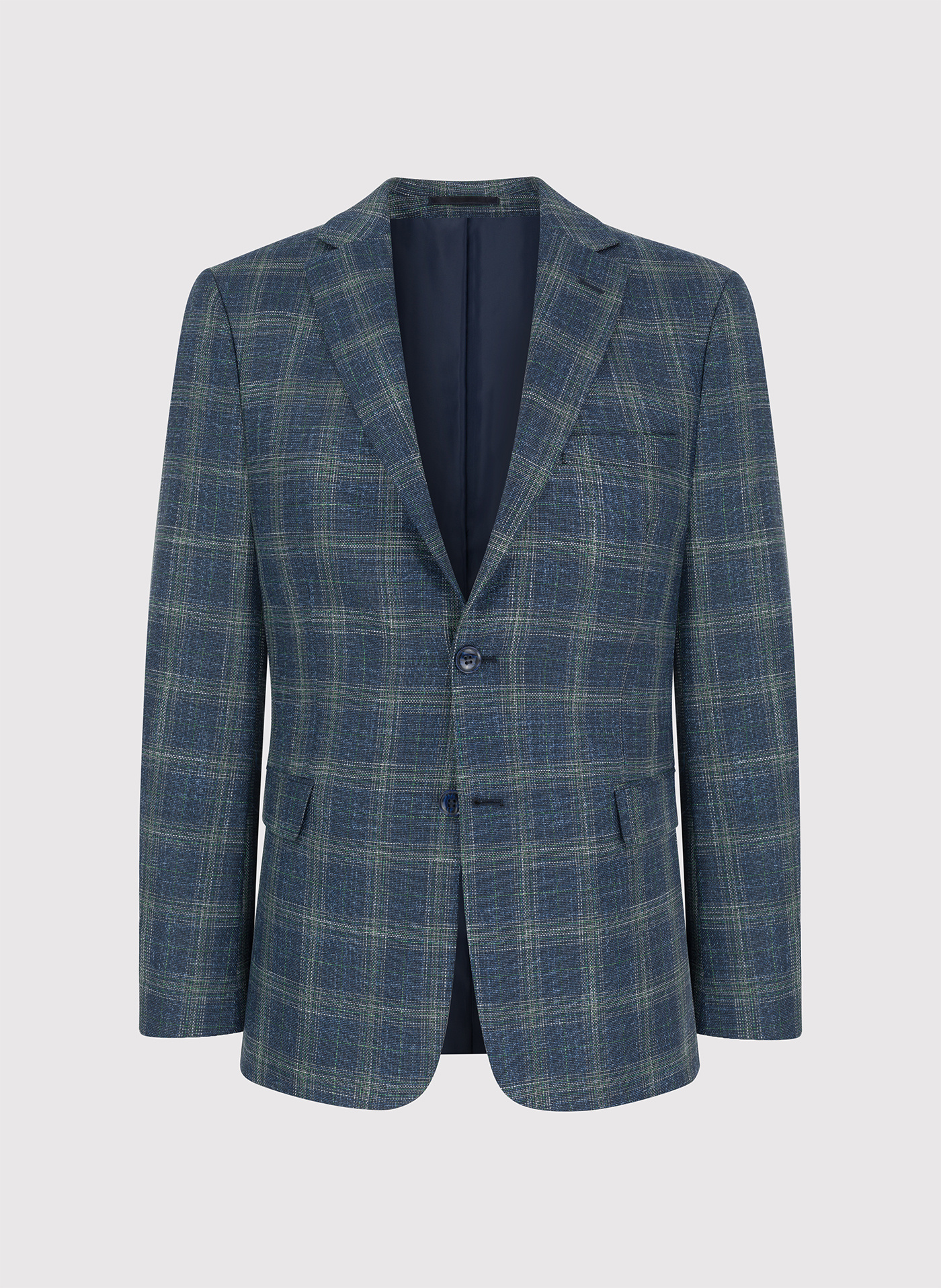 Granatowa casualowa marynarka męska w zieloną kratę - Pako Lorente