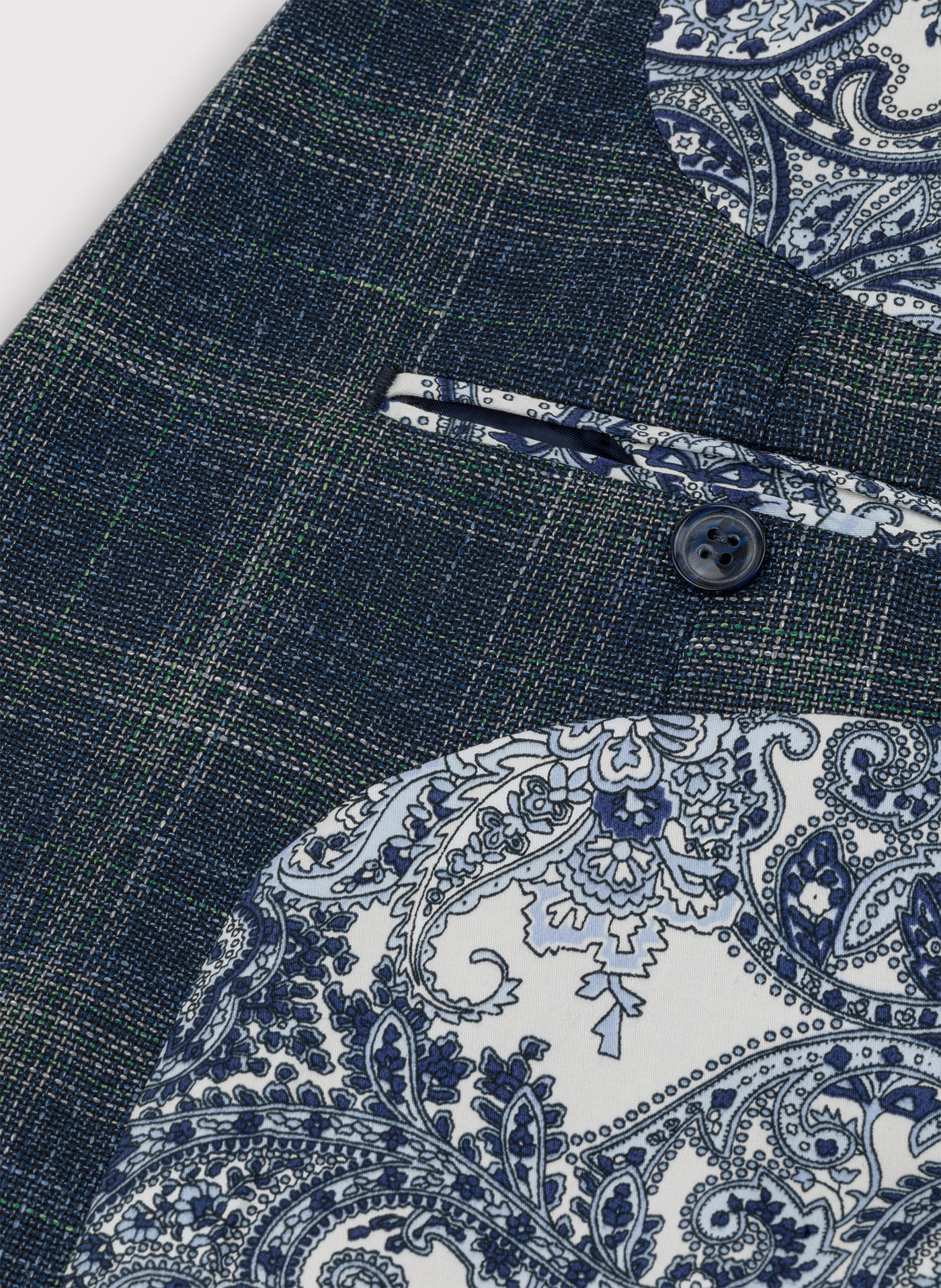 Granatowa casualowa marynarka męska w zieloną kratę - Pako Lorente