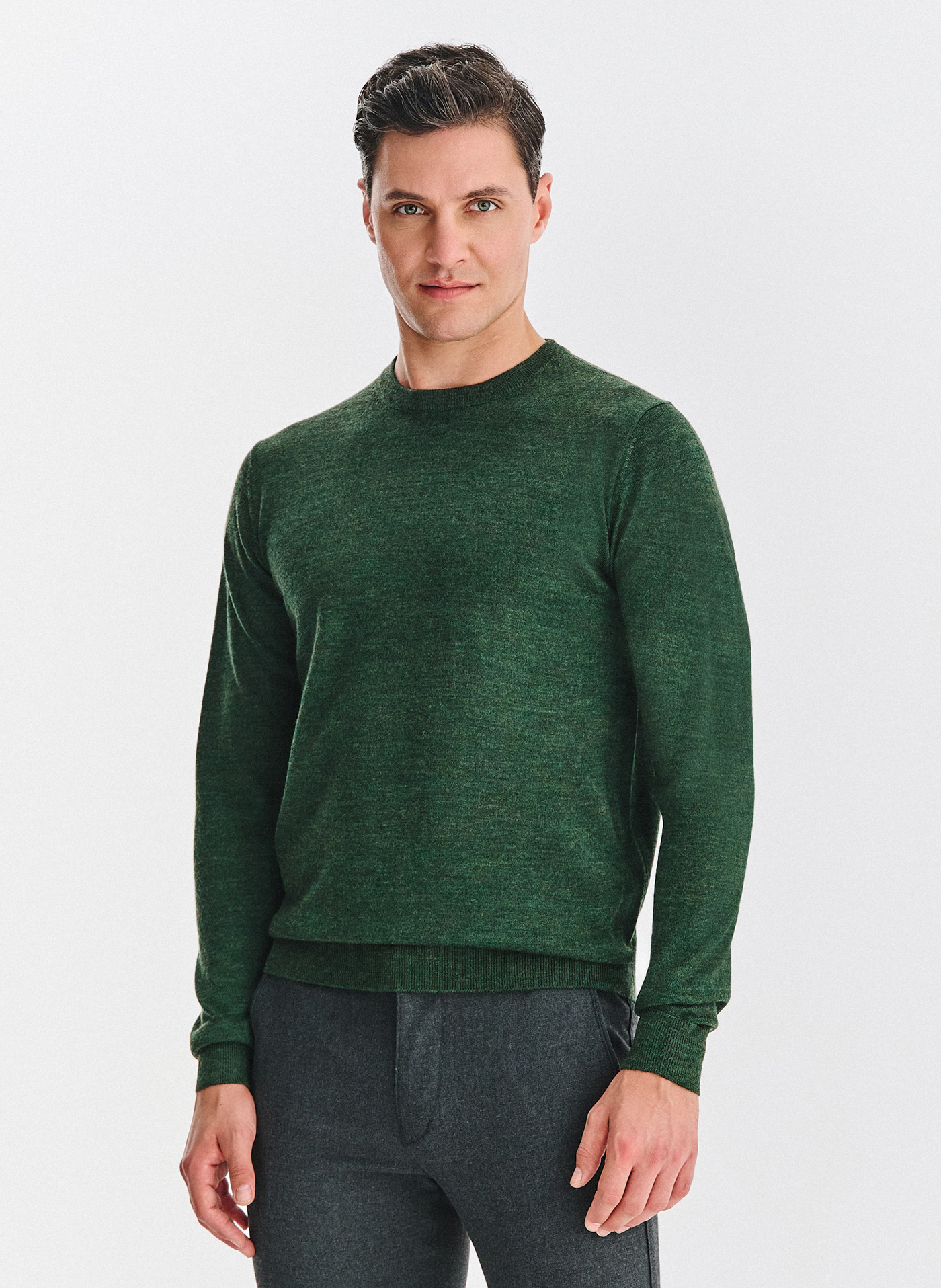 Zielony sweter męski z wełną - Pako Lorente