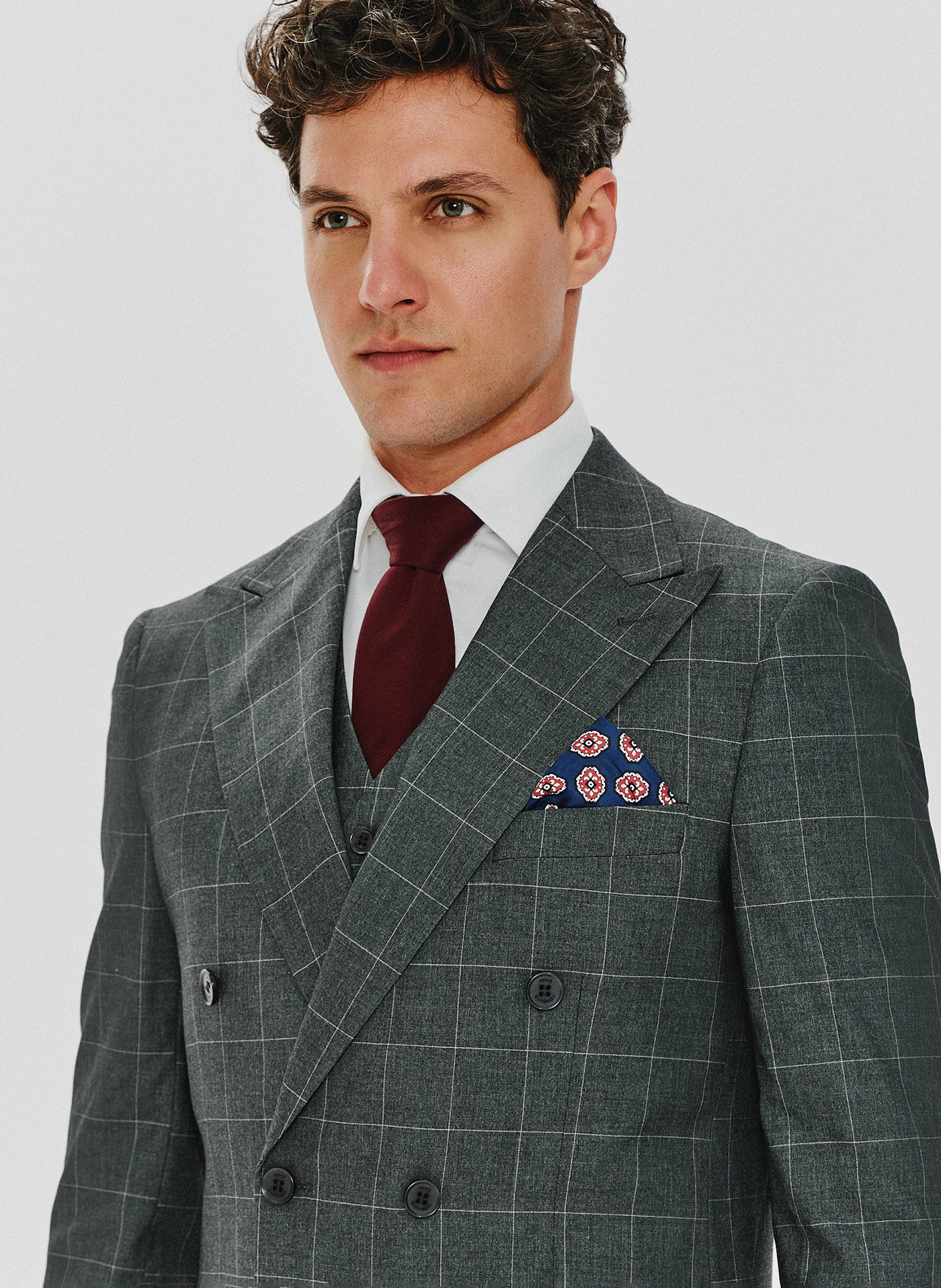 Szara dwurzędowa marynarka w kratę - Pako Lorente