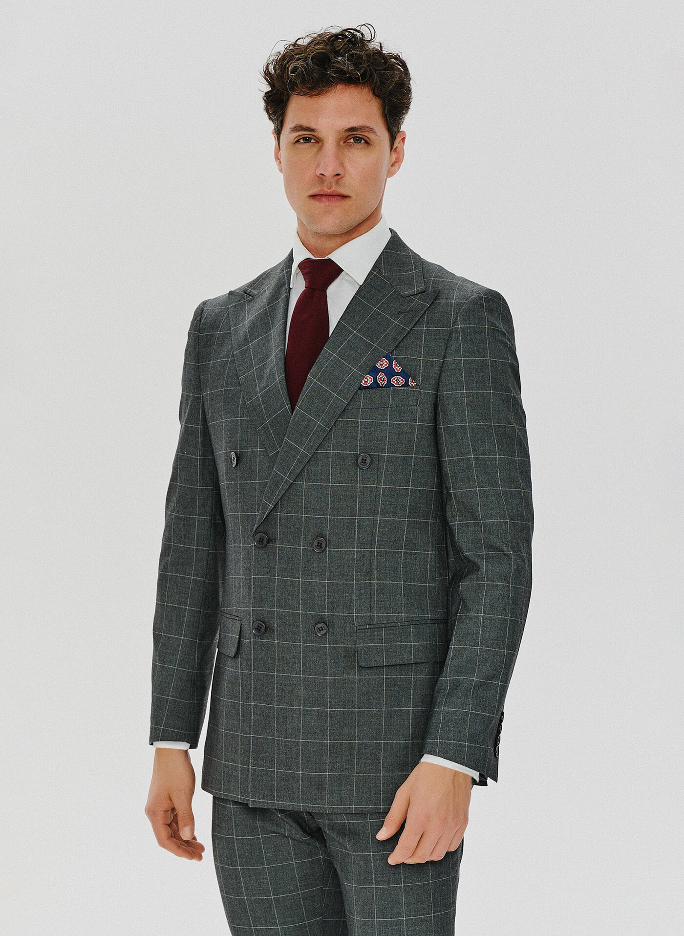 Szara dwurzędowa marynarka w kratę - Pako Lorente