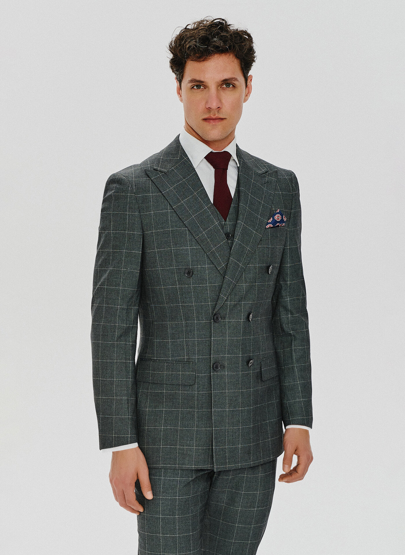 Szara dwurzędowa marynarka w kratę - Pako Lorente