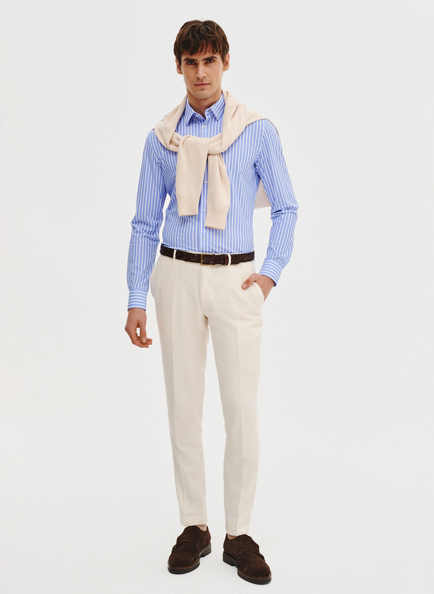 PAKO LORENTE - Dzianinowa koszula męska w paski - Pako Lorente