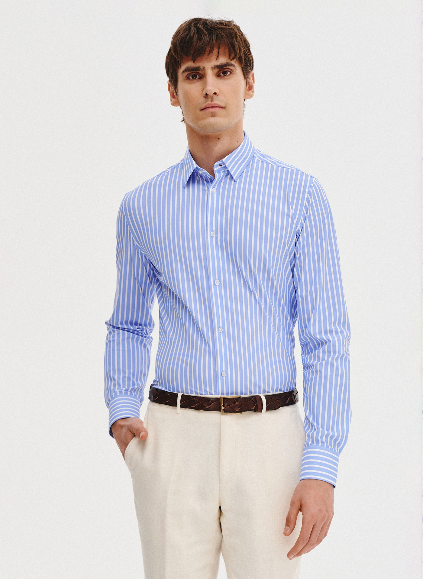 PAKO LORENTE - Dzianinowa koszula męska w paski - Pako Lorente