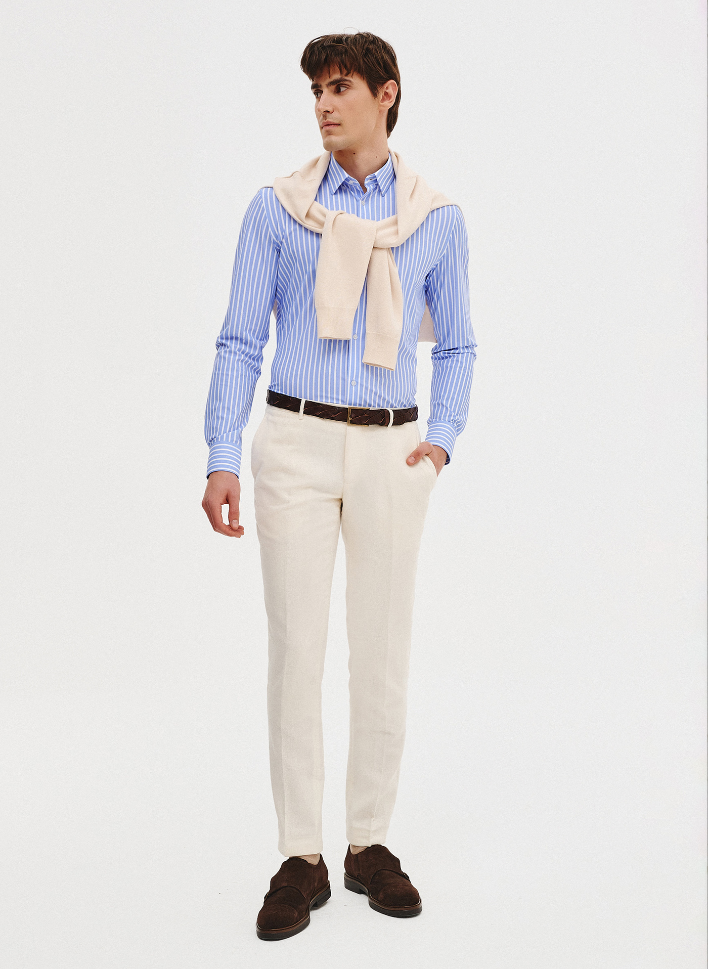 PAKO LORENTE - Dzianinowa koszula męska w paski - Pako Lorente