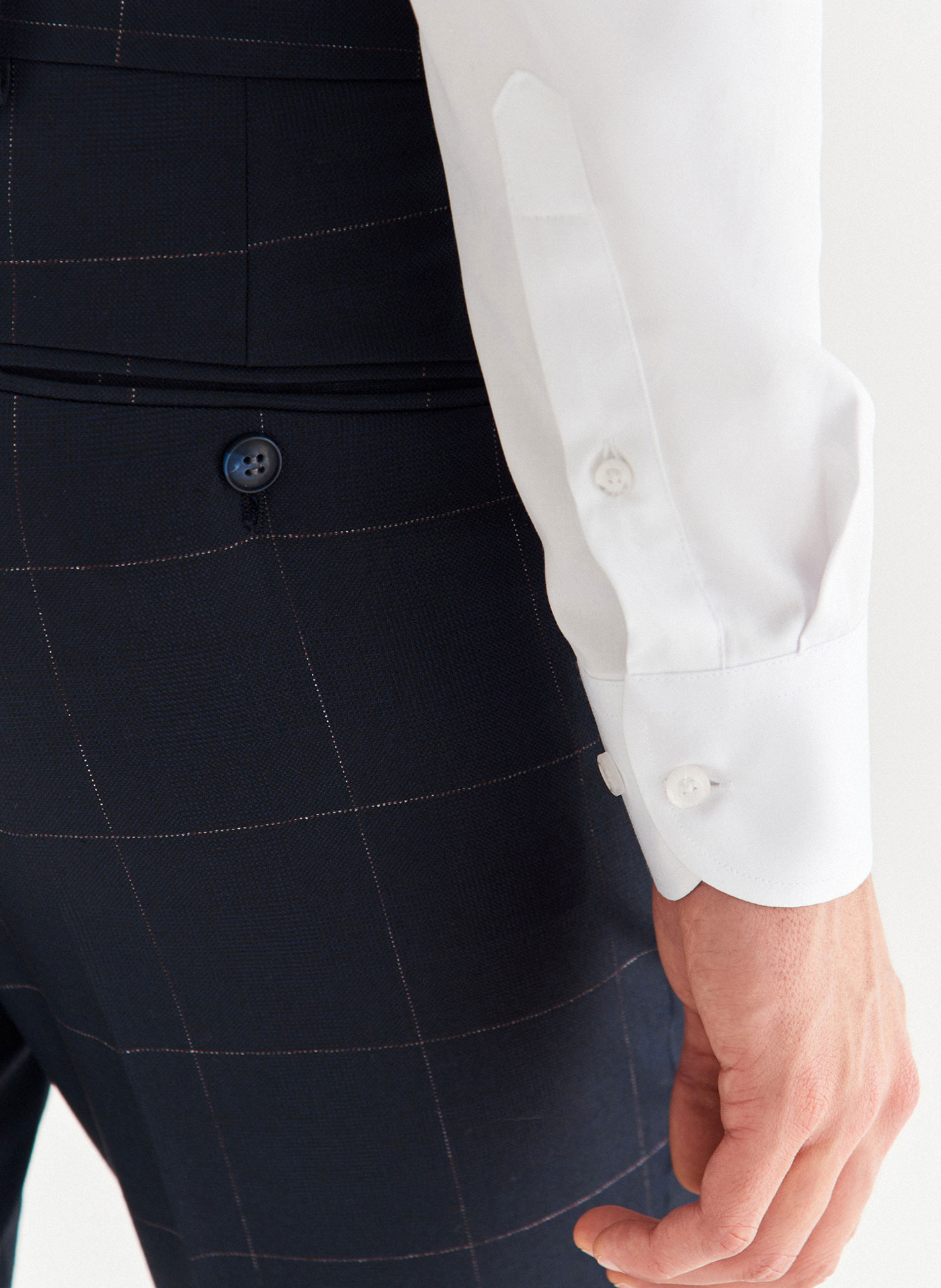 Granatowe spodnie garniturowe w kratę Windowpane - Pako Lorente