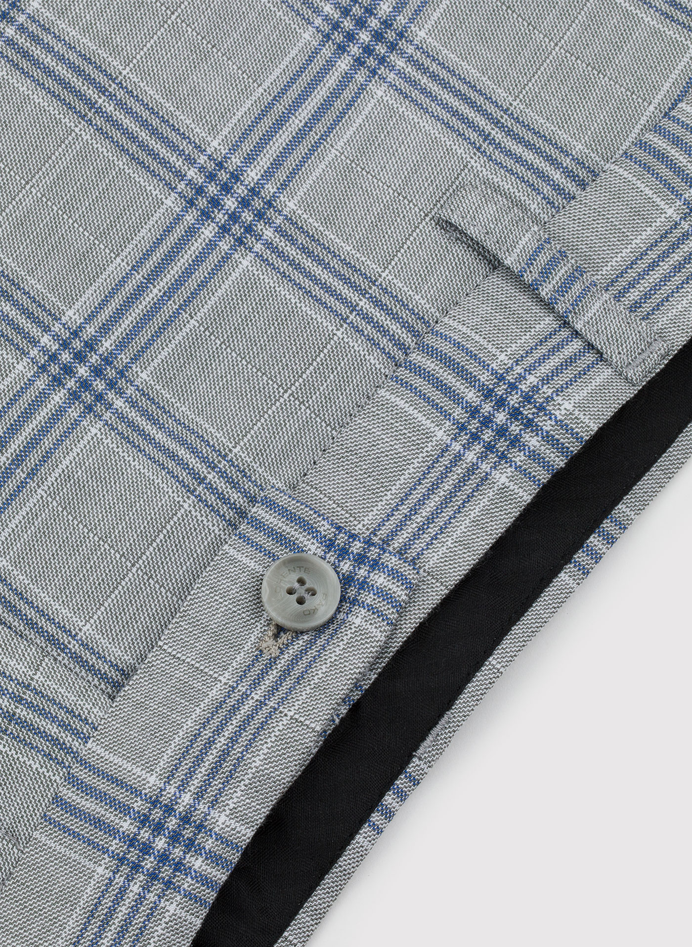 Szare spodnie garniturowe w niebiesko-białą kratę - Pako Lorente