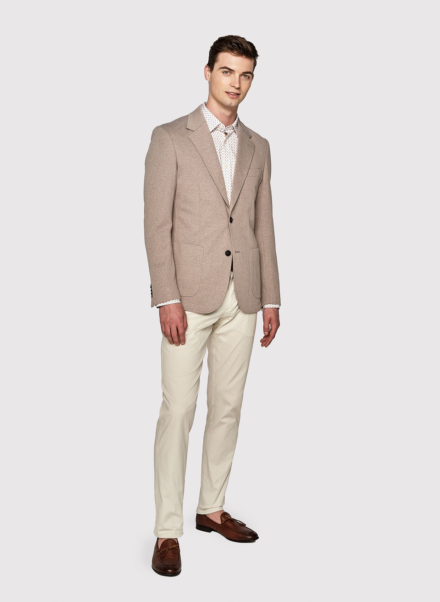 Męskie basicowe spodnie w kolorze ecru P23SB-WX-005-E-0 - Pako Lorente