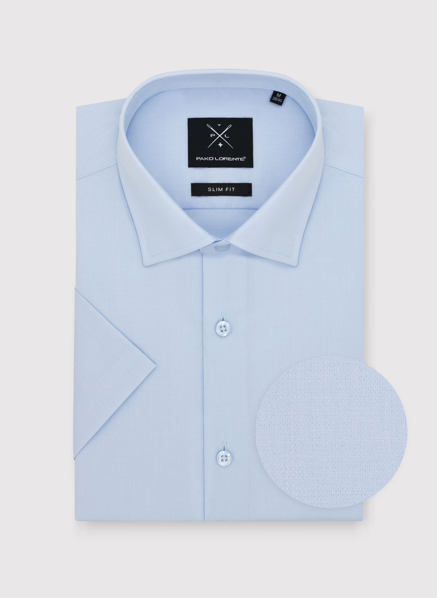 PAKO LORENTE - Niebieska bawełniana koszula męska z krótkim rękawem - Pako Lorente
