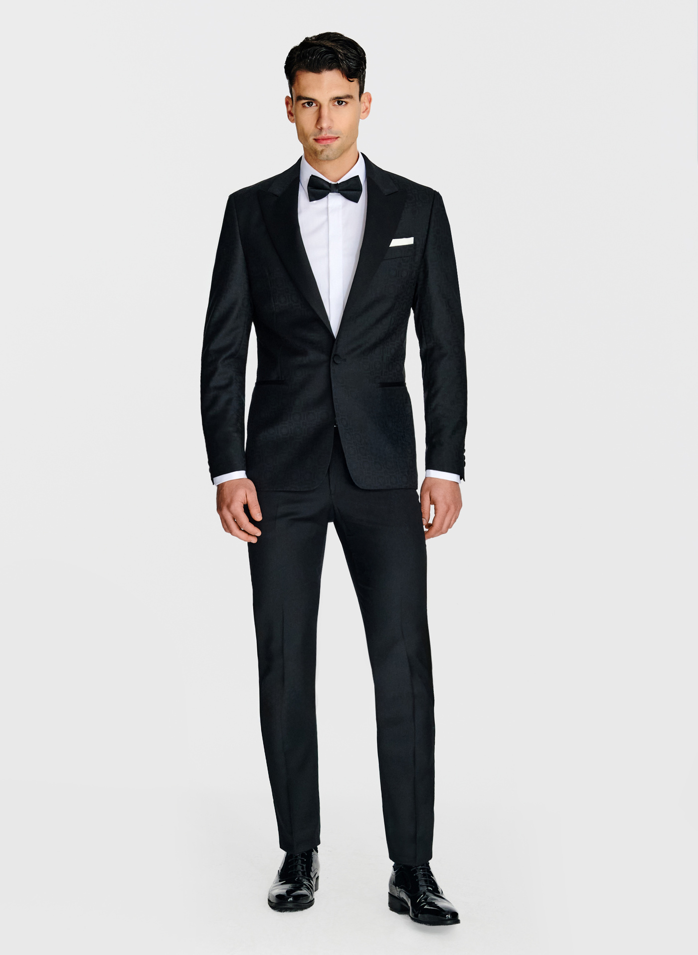 Czarna żakardowa marynarka smokingowa - Pako Lorente