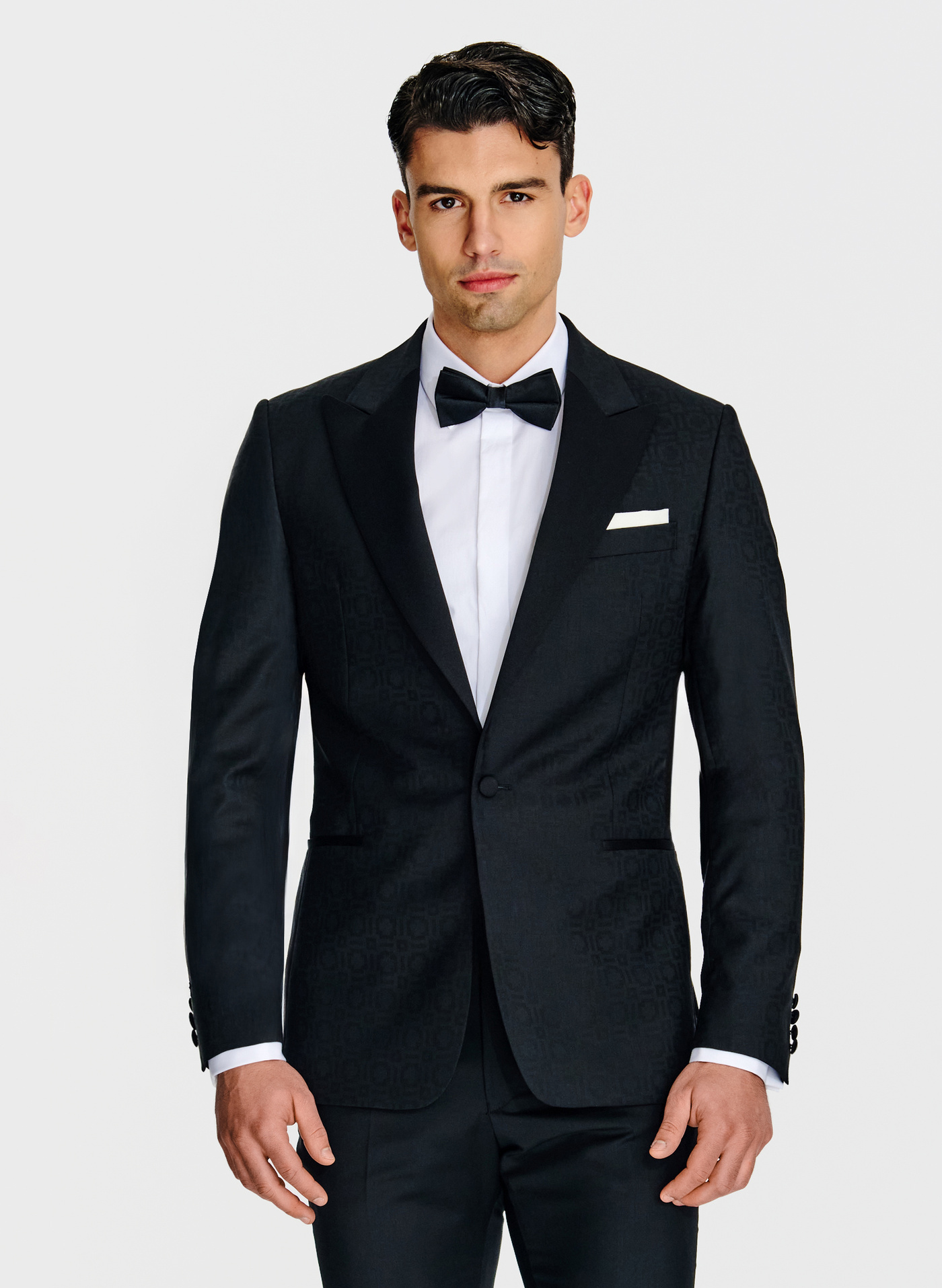 Czarna żakardowa marynarka smokingowa - Pako Lorente