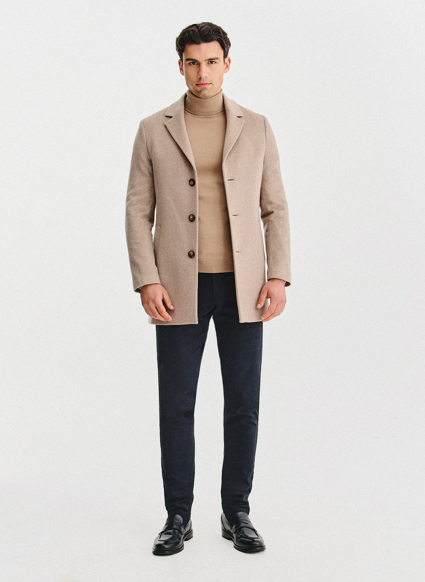 Beżowy płaszcz z wełną - Pako Lorente