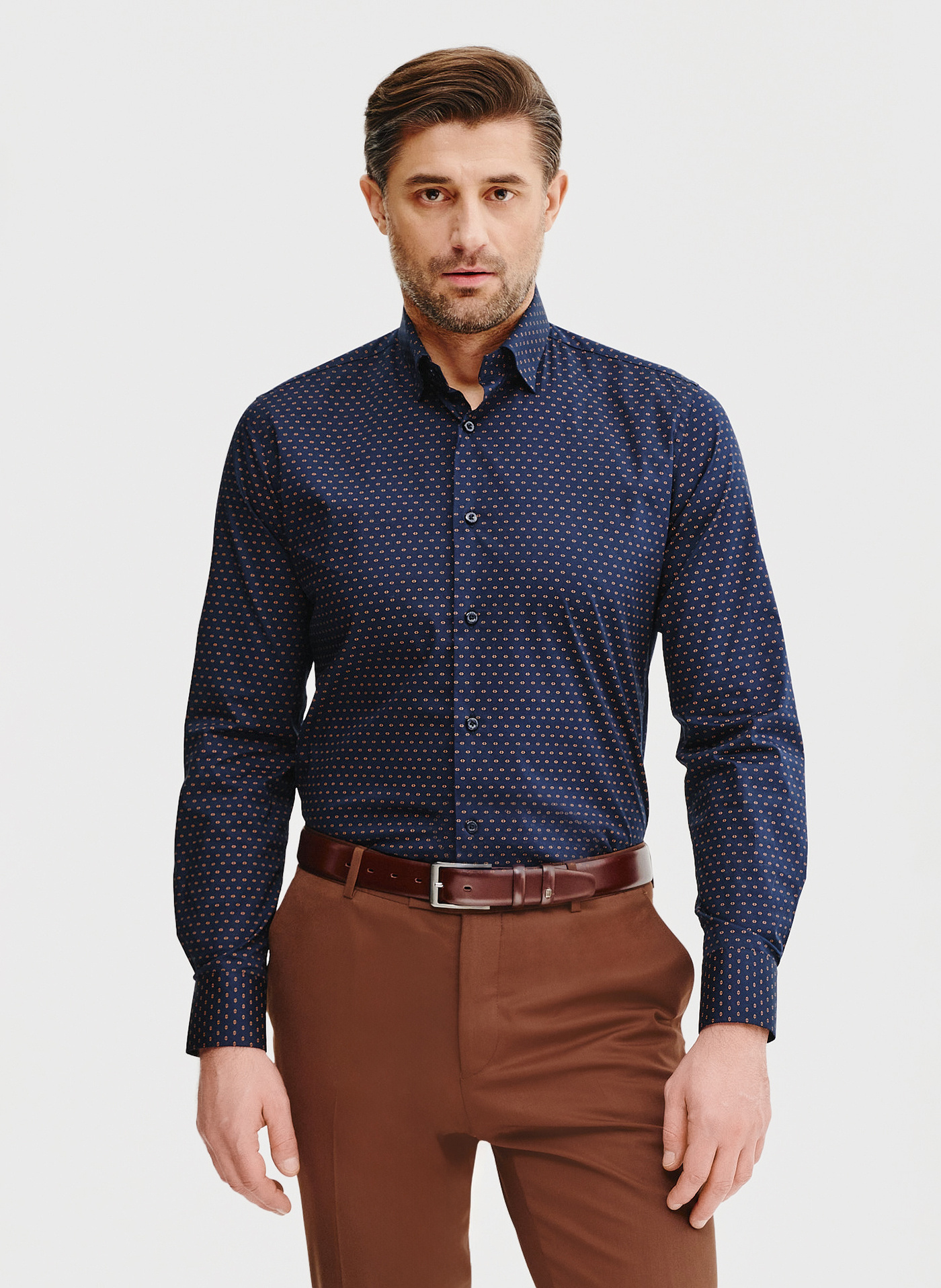 Granatowa koszula męska mikrowzór - Pako Lorente