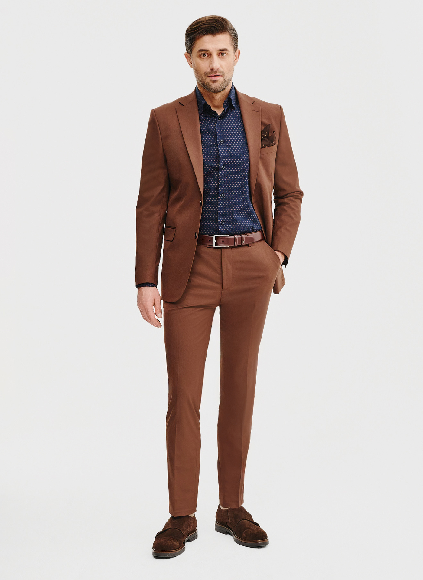 Granatowa koszula męska mikrowzór - Pako Lorente