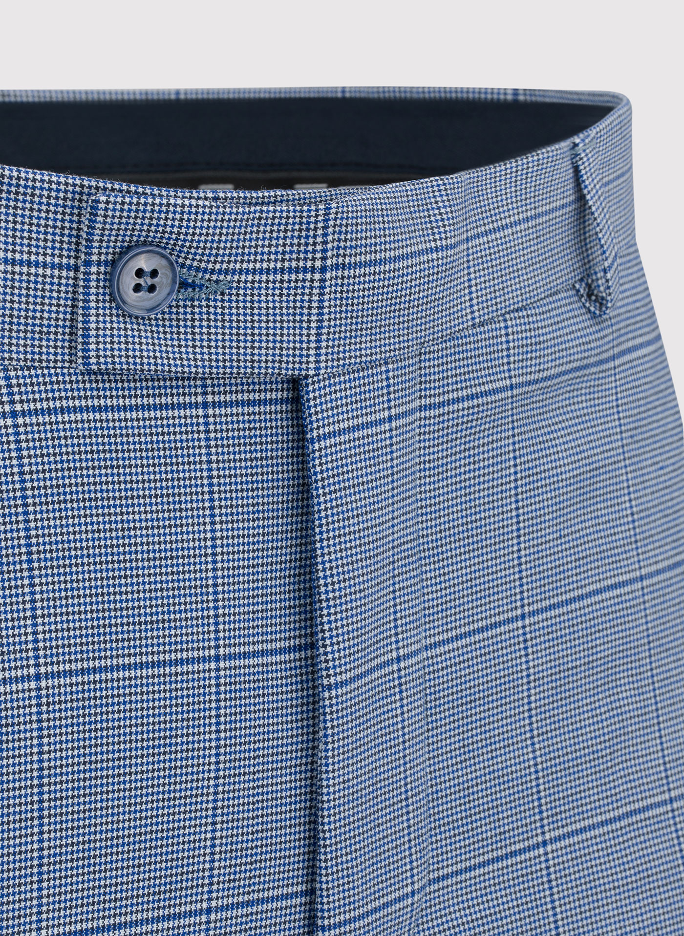 Niebieskie męskie spodnie garniturowe w kratkę - Pako Lorente