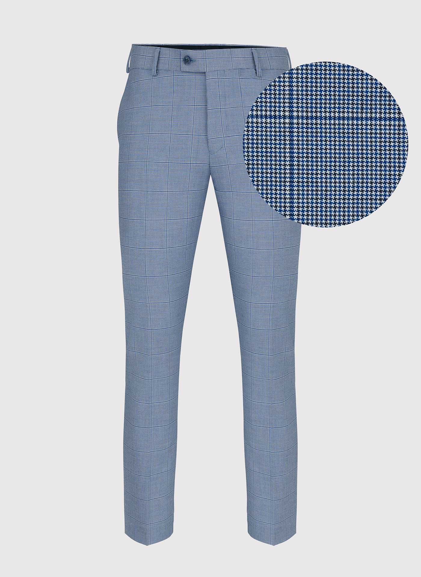 Niebieskie męskie spodnie garniturowe w kratkę - Pako Lorente
