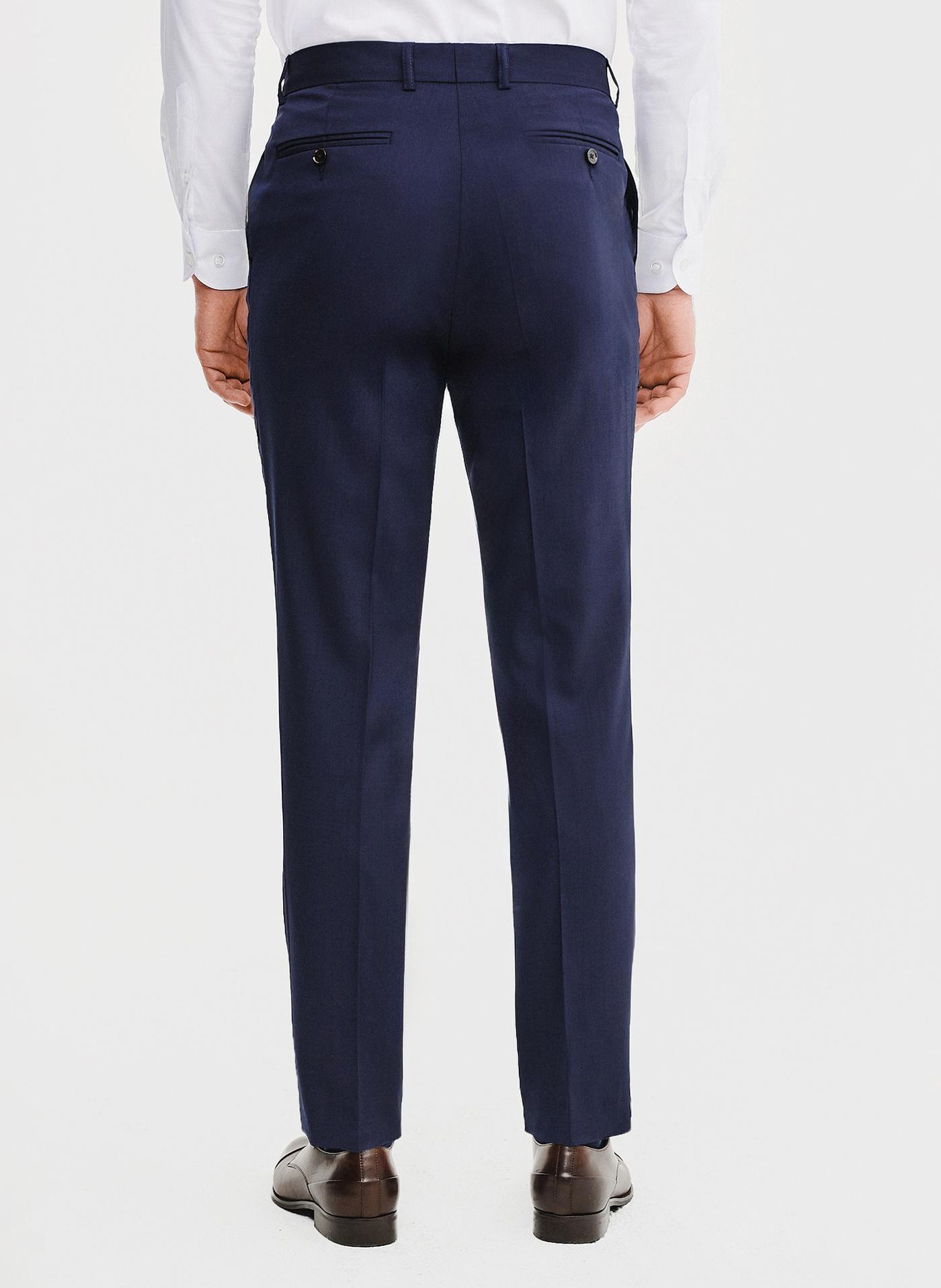 Wełniane spodnie garniturowe w kolorze granatowym - Pako Lorente