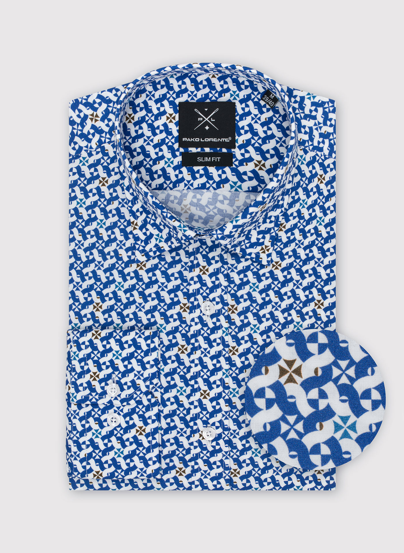 Koszula męska w biało-niebieski mikrowzór - Pako Lorente
