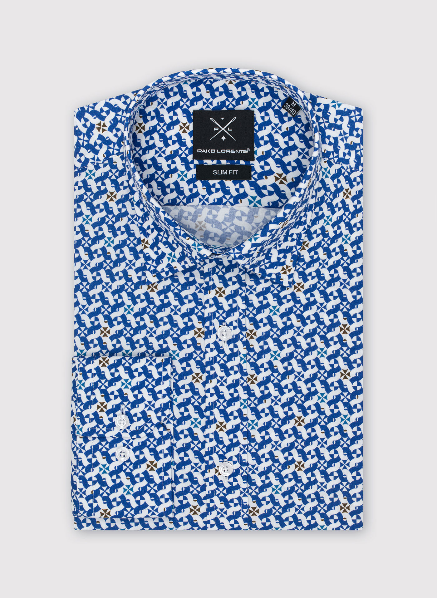 Koszula męska w biało-niebieski mikrowzór - Pako Lorente