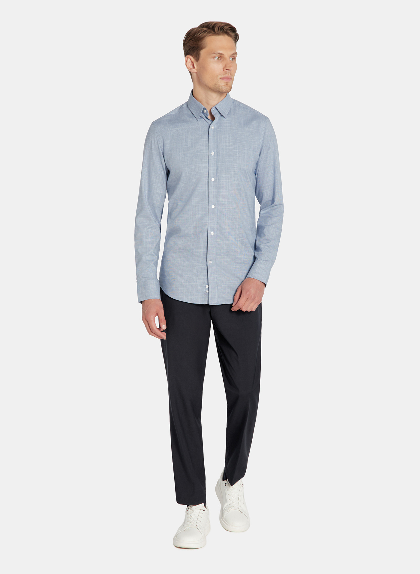 PAKO LORENTE - Granatowa koszula w drobną kratę - Pako Lorente