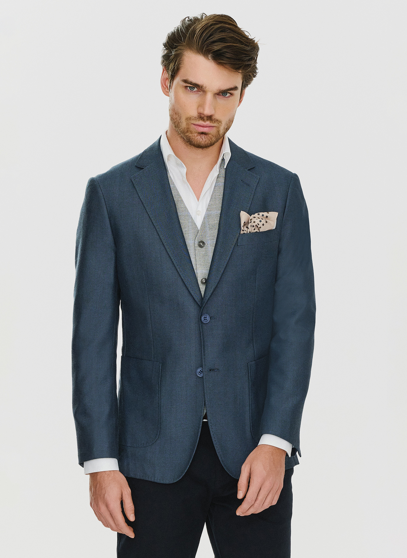 Granatowa marynarka męska bez podszewki - Pako Lorente