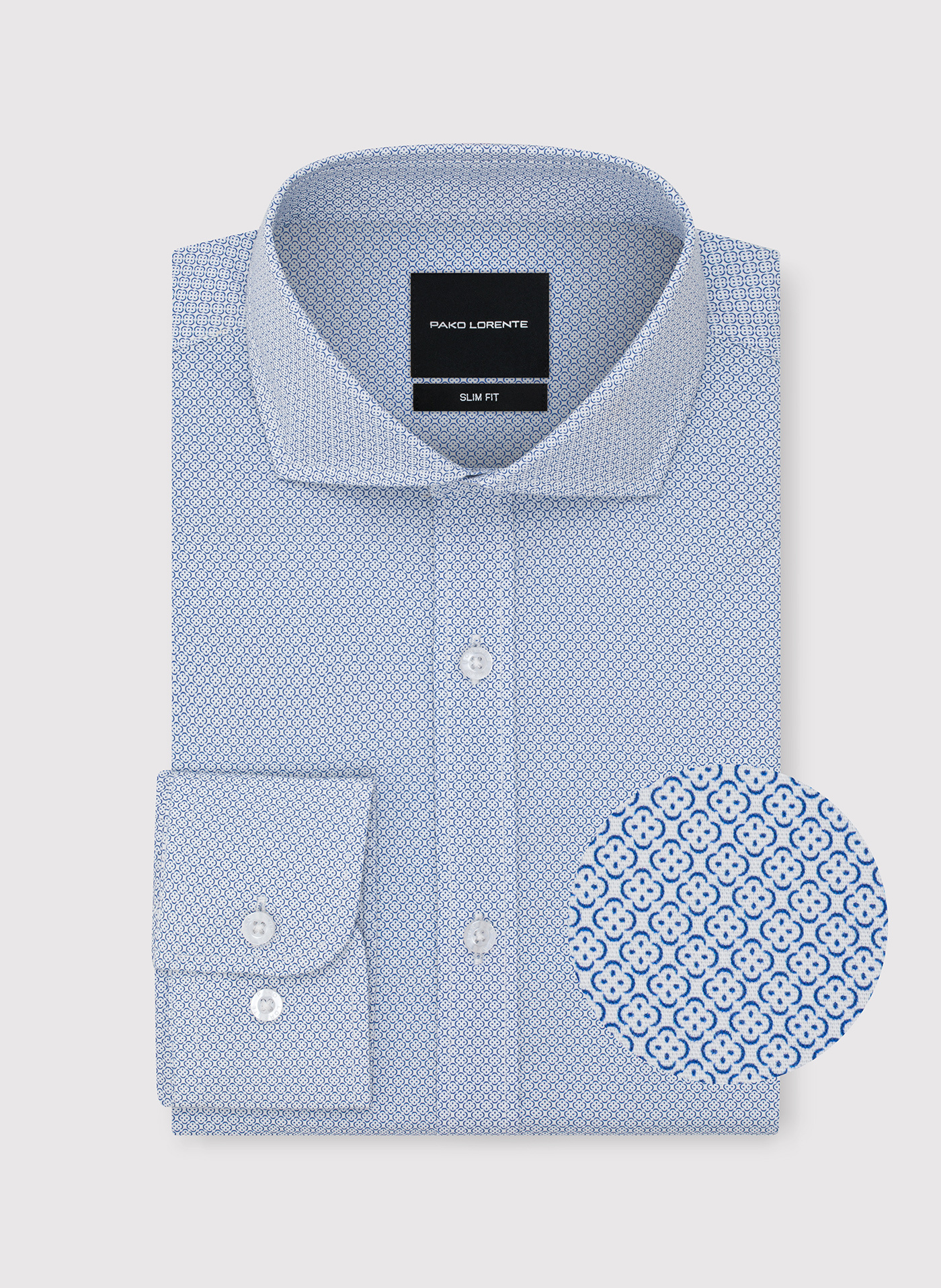 PAKO LORENTE - Koszula z niebieskim wzorem geometrycznym - Pako Lorente