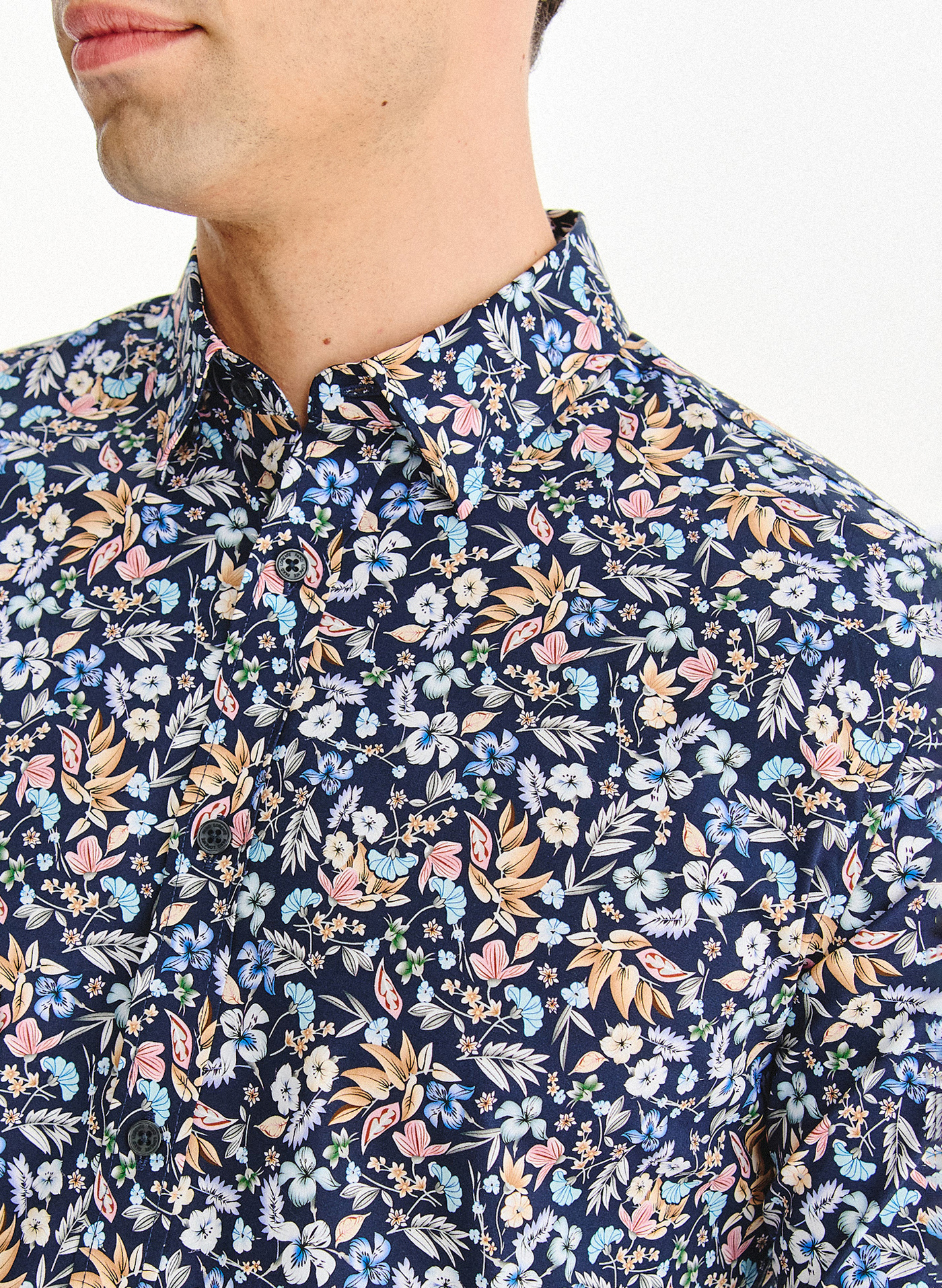 PAKO LORENTE - Granatowa koszula w kwiaty - Pako Lorente
