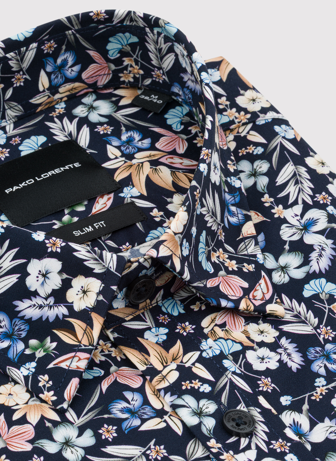 PAKO LORENTE - Granatowa koszula w kwiaty - Pako Lorente